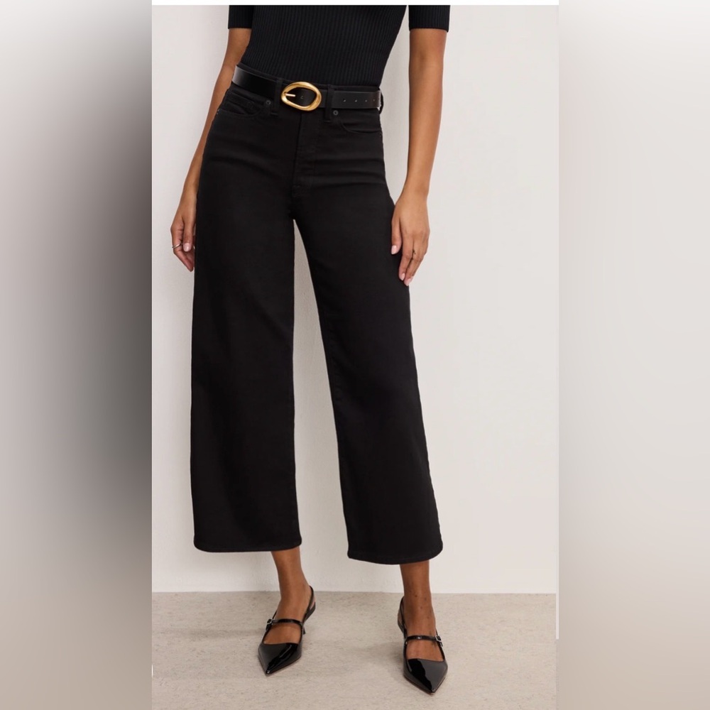 Good American Good Waist Palazzo Black Wide-Leg Jeans